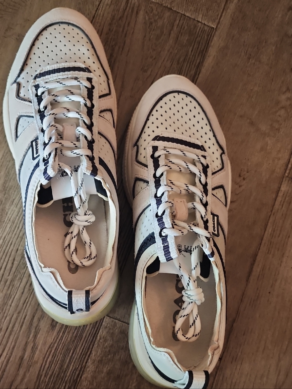 Coach White and Navy Casual Sneakers